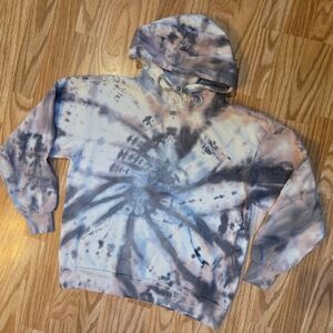 Skeleton Skateboard Embroidered Tie-Dye Hoodie Size XS